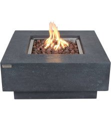 Table Brasero Gaz Manhattan — Elementi Gris Foncé Set Complet (Foyer + Verre + Lave)