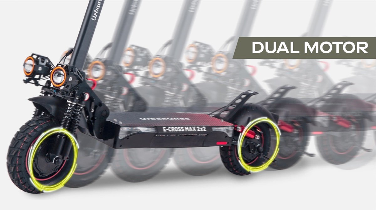 UrbanGlide eCross Max 2x2 — Trottinette Électrique Double Moteur 2x600 W · 60 km Autonomie · Pneus 10" Tout-Terrain